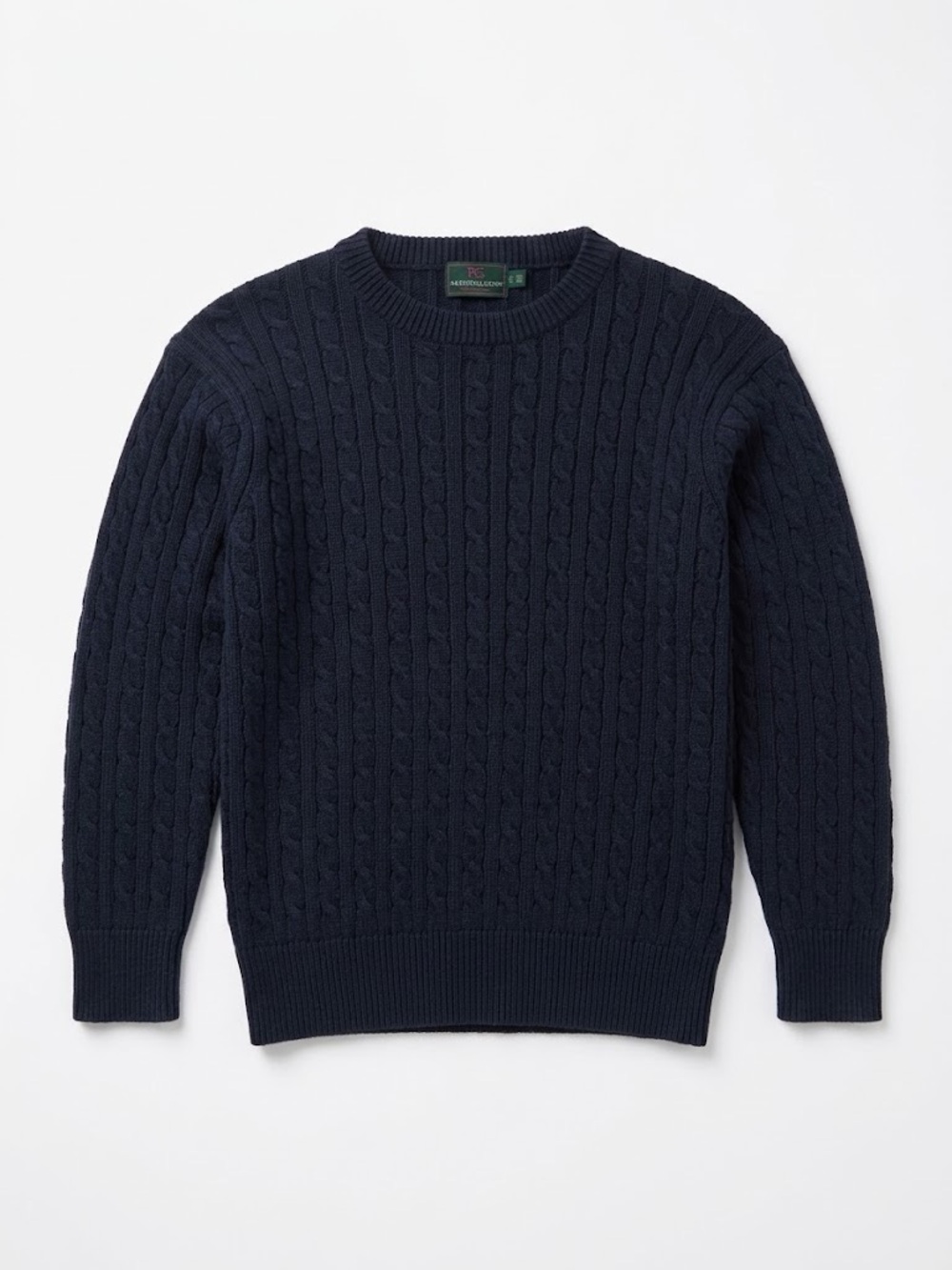 Abercrombie & Fitch Vintage Navy Cableknit Sweater Made in Hong Kong Cotton M